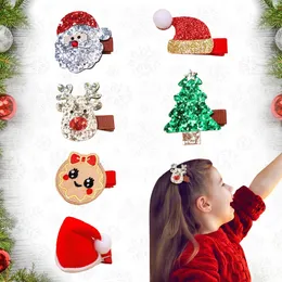 36pc/lot Glitter Tree Clips Christmas Bows Baby Girl Kids Barrettes Horn Deer Hairpins for Girls Hair Accessories 231129