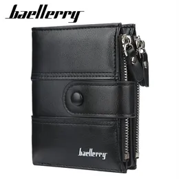 Wallets Baellerry Men Fashion Short Purse With Coin Pocket Vintage Double Zipper Wallet Male Card Holder W021212T