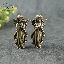 Decorative Objects Figurines Retro Copper God of Love Cupid Statue Small Ornaments Brass Angel Desktop Decorations Home Decor Accessories for Room 231130