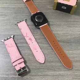 Luxo L Designer Band Straps Compatível com Apple Watch Band 44mm 45mm 42mm 41mm 40mm 38mm 49mm Fashion PU Leather Silicone Strap Series 8 7 SE 6 5 4 3 2 1 watchband LU009