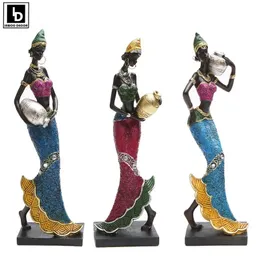 Dekorativa föremål Figurer African National Costume Women Girls Statue Scupture Desk Ornaments Living Room Home Decor Decoration Accessories 231130