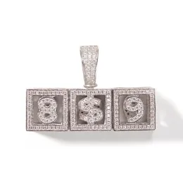 A-Z 0-9 индивидуальное имя кубические буквы ожерелье кулон для мужчин женщин золото серебро хип-хоп ювелирные изделия с веревкой Chain211N