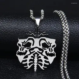 Pendant Necklaces 2023 Lung Skull Stainless Steel Necklace For Men Silver Color Pendants Jewelry Acero Inoxidable Joyeria N2014S07