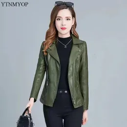 Pelle sintetica da donna YTNMYOP Giacche da donna 5XL Cappotto verde militare Abbigliamento femminile Capispalla casual 231129