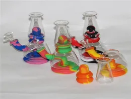 75039039 Silicone Water Pipe hookah Mini Glass Beaker Bong unbreakable Oil Rig bongs with 14mm Bowl quartz banger8519773