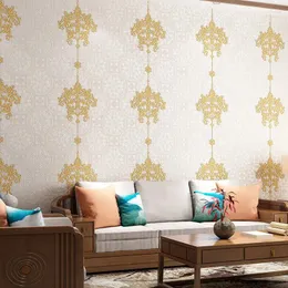 Wallpapers European 3D Embossed Classic Geometry Wallpaper Luxury Beige Floral Wall Paper Living Room Bedroom Background Wallcovring Red