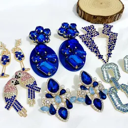 Baumeln Ohrringe Nette Kristall Blau Strass Frauen Europa Stil Koreanische Partei Schmuck Geometrische Geschenke Großhandel Pendientes