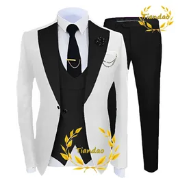 Terno do noivo branco: conjunto de trajes formais masculinos de peças  Blazer de smoking de casamento, jaqueta, colete de calças para um visual