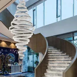 Ljuskronor lyxiga moderna LED Crystal Chandelier Chrome stora ringhängen för vardagsrum lobbyn trappa hängande inomhusbelysning