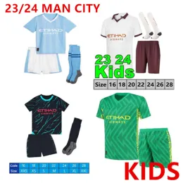 Bambini ragazzi 23 24 Halanland Mans Cities Jersey Jersey Shirt Kits de Bruyne Foden 2023/2024 Grealish Sterling Mahrez City Soccer Maglie per bambini Spedizione gratuita