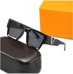 Herren-Designer-Sonnenbrille, Blumenlinsen-Sonnenbrille mit Box mit modischem Buchstaben, UV 400, quadratischer Rahmen, modische Lünetten für Damen für Urlaub und Reisen