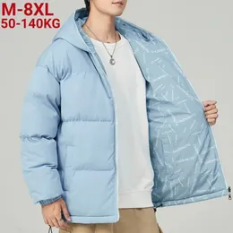 Jaquetas masculinas 2023 inverno parkas grosso quente casual reversível jaqueta completa zip com capuz blusão acolchoamento casaco térmico plus size 8xl 231129