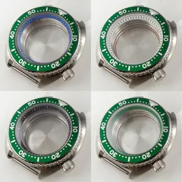 시계 수리 키트 스틸 45mm 자동 브러시 케이스 FIT NH35A 합금 녹색 삽입 사파이어 도구