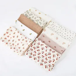 Blanket Swaddling Cotton Swaddle Baby Floral Print Muslin Diaper Born Crinkle Fabric Stroller Cover 231128