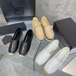 Luxury Designer Women Fisherman Shoes Casual Shoes Fashion Classic Color Match Black White Yellow Straw Sole Metallic Letter Logo with Box och Dust Bag 35-42