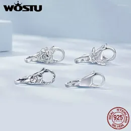 Loose Gemstones WOSTU 925 Sterling Silver Rose Minimalist Lobster Clasp Butterfly Flower Closure Buckle For DIY Charms Bead Jewelry Make
