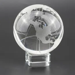 Nowość K9 Crystal Glass Earth Model Pography Ball Ball Creative Xmas Gift Home Office Dekoracja 80 mm Globe z STA1878