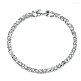 Charm Bracelets Luxury Inlay 47 Pieces 3mm Rhinestones Tennis Bracelet Crystal Wedding Chain For Women Men Real Tibetan Silver