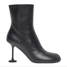 أحذية Zipper Doc Mink Leather Cashmere Women's Shoes Complete Leather Fashion Band Boots Boots Low Heel Carual Round Toe Boots 35-42