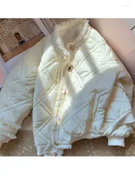 معاطف الخندق النسائية N Girls Winter Cotton مبطنة للنساء زر بلوري أحادي الصدر من طوق Lingge Fuzzy Warm Parka