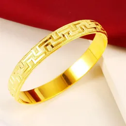 Solid Classic Bangle Openable 18K Yellow Gold Filled Womens Bracelet Trendy Jewelry Gift 10mm Wide Femal Accessories225O