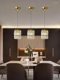 Lampy wiszące nowoczesne żyrandol Wszystkie miedziane kreatywne trzy kryształowy kryształowy kryształowy kropel jest odpowiedni do oświetlenia baru w nordyckich restauracjach