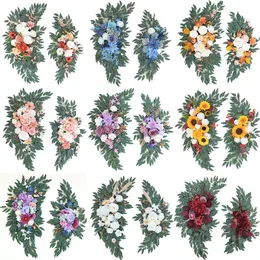 Decorative Flowers Wreaths 2 Piece Large Artificial Flower Arch Wedding Decor Floral Display Background Fake Plant Party Wall Ceremony Holiday Decoration 231129