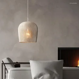 Pendelleuchten Japanische Wabi Sabi Wind Handgefertigte Rattan-LED-Leuchten Esszimmer Bar Kronleuchter Schlafzimmer Nachttischlampe Hängeleuchte