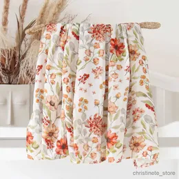 Filtar Swaddling Bamboo Cotton Baby Muslin Swaddle Warp 2 Layers New Born Swaddle Floral Muslin blöja