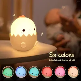 Night Lights Led Children Touch Light Soft Silicone USB Rechargeable Bedroom Decor Kids Gift Animal Egg Shell Dragon Bedside Lamp