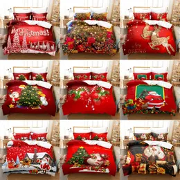 Yatak Setleri 3D Noel Yorgan Kapağı Yatak Seti Yorgan Yorgan Yastığı Kasası Yatak Ketenleri İkiz Kraliçe Kraliçe Çift Tam Tek 3 PCS 2 PCS Yatak Odası 231129