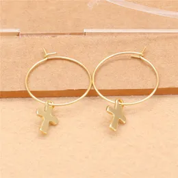 Hoop Earrings Metal 316 L Stainless Steel With Charms Fashion Brief Anti-allergy Free Real-golden Plated