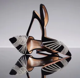 Luxury Summer Aquazzura Gatsby Sandals Shoes Spiral Wraps Strap Pumps Stiletto Heels Pointed Toe Lady Gladiator Sandalias Wedding,Party,Dress EU35-43