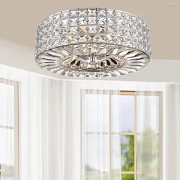 Chandeliers Chrome Finish 3-Light Crystal And Prism Round Flush Mount - Clear Modern Contemporary Iron