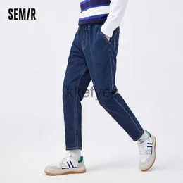 Calças masculinas semir jeans homem termostato inteligente calças confortáveis homem 2022 início sprnew cor sólida solta meninos calças j231130