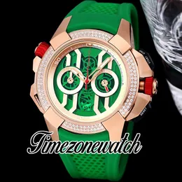 Nuovo EPIC X CHRONO EX120.43.BB.AC Cronografo al quarzo Orologio da uomo Scheletro Quadrante verde Oro rosa Lunetta con diamanti Cinturino in caucciù Cronometro Orologi Timezonewatch A04A4