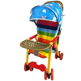 子供の夏の屋外で折りたたみ椅子のトロリーを食べる折り畳まれた布の多機能模倣ラタンの赤ちゃんの指導ベビーカークール234Q