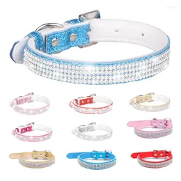 Hondenkragen Pet Collar Bling Rhinestone Big Small Dogs Crystal Puppy Shiny Cat Collier Chain Luxe voor medium Pug Chihuahua Blue Pink