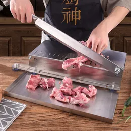 Processors Manual Meat Slicer Spareribs Bone Cutter Machine Chinese Medicine Jerky Slicer Rib Chicken Fish Frozen Kött Grönsaker Kniv