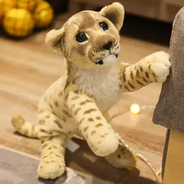 Plush Dolls Lovely Simulation Lion Tiger Leopard Plush Toys Cute Stuffed Soft Real Like Animal Toys Child Kids Boys Birthday Decor Gift 231130