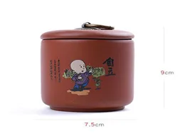 Recipiente de chá retrô roxo argila puer, recipiente pequeno de armazenamento pote selado de latas de chá de cerâmica para armazenamento de viagem jarra de tanque doméstico 1 peça k8757203