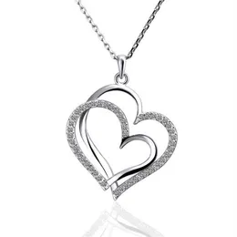 gift White Gold White crystal jewelry Necklace for women DGN498 Heart 18K gold gem Pendant Necklaces with chains234Q
