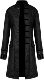 ヴィンテージの中世のスチームパンクジャケット、刺繍されたビクトリア朝のテールコートゴシック吸血鬼コスプレハロウィーンコスチュームブラック、M