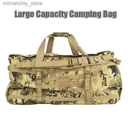 Уличные сумки 106L Супервместительная сумка для кемпинга Открытый военный тактический багажный мешок 600D Нейлоновая водонепроницаемая сумка через плечо Большой дорожный рюкзак Q231129