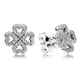 أصيلة 100 ٪ 925 Sterling Silver Farmling Heart Clover Stud أقراط الأزياء إكسسوارات مجوهرات الزفاف للهدية 2862