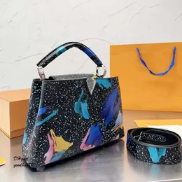 Céu estrelado graffiti bolsa feminina designer tote capsines crossbody ombro de alta qualidade alça superior aleta saco do mensageiro