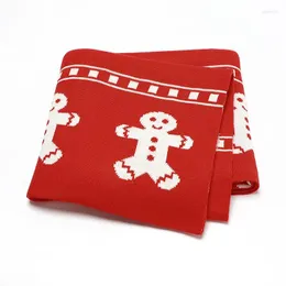 Одеяла Рождественское детское одеяло вязаное одеяло для кровати для мальчиков и девочек милый пряничный человечек плед с лосем для младенцев детская коляска пеленание мягкие 90 70 см