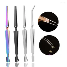 Kit per nail art Pinzette modellanti Acciaio inossidabile Multifunzione Punta a clip Strumento per manicure Gel UV Acrilico C Morsetto curva