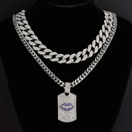 Kubansk länkkedja Mens halsband Hot Selling Hip Hop -halsband Personlig tröja med diamantinlaglegering Kubansk kedja Set Hip Hop -halsband Män smycken