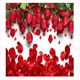 Personnalisé 3d Po papier peint Original bel amour romantique pétales de fleur de rose rouge TV fond mur décor à la maison salon mur 2970